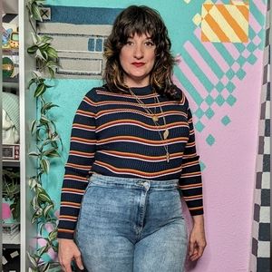 70s throwback ribbed striped kilt shirt from ROMWE